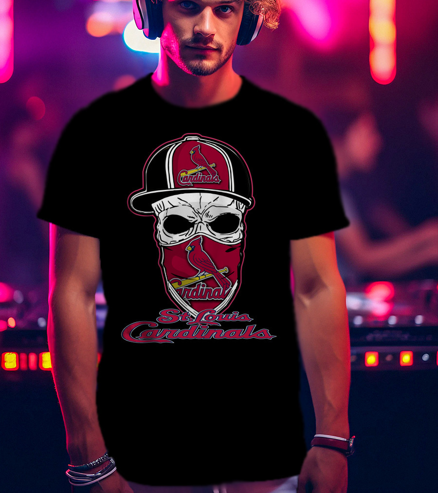 St. Louis Cardinals Skull Mask Hat Baseball T-Shirt