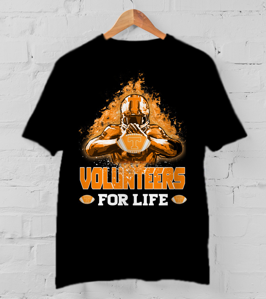 Volunteers For Life Tennessee Football Player Flames T-Shirt