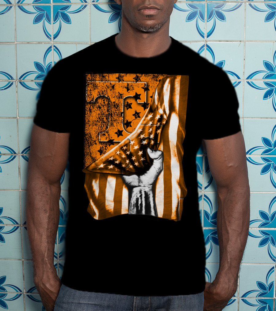 Tennessee Volunteers Flag Grunge Stars Stripes Fist Orange T T-Shirt
