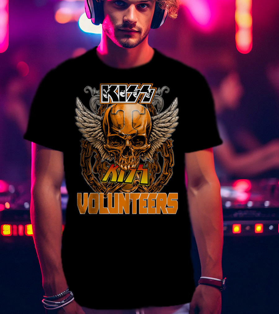 Kiss Tennessee Volunteers Skull Wings Chain T-Shirt