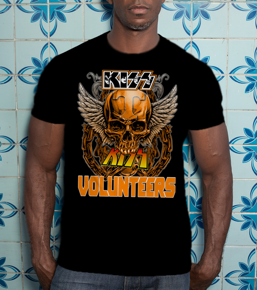 Kiss Tennessee Volunteers Skull Wings Chain T-Shirt