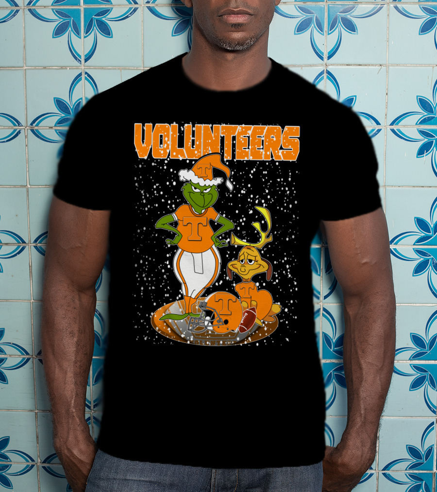 Grinch Tennessee Volunteers Christmas Football T-Shirt