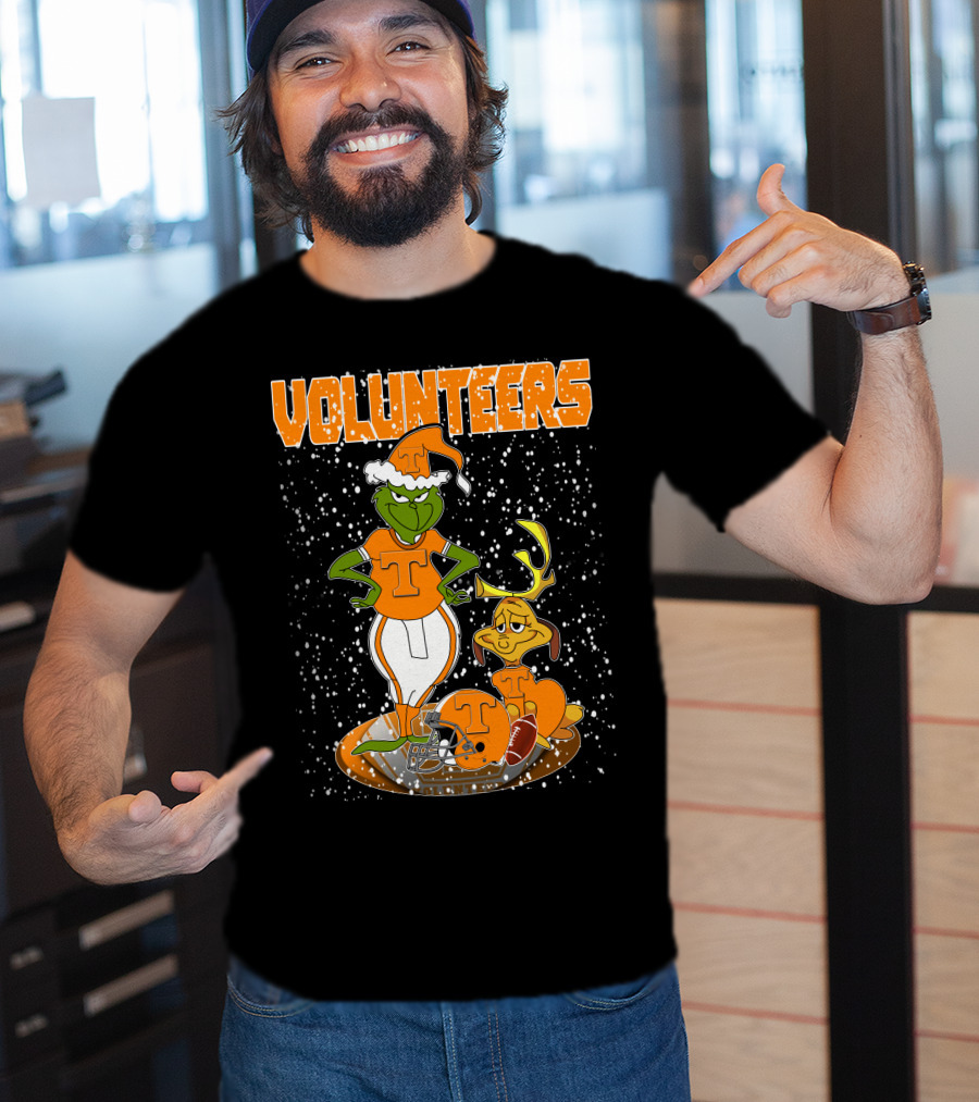 Grinch Tennessee Volunteers Christmas Football T-Shirt