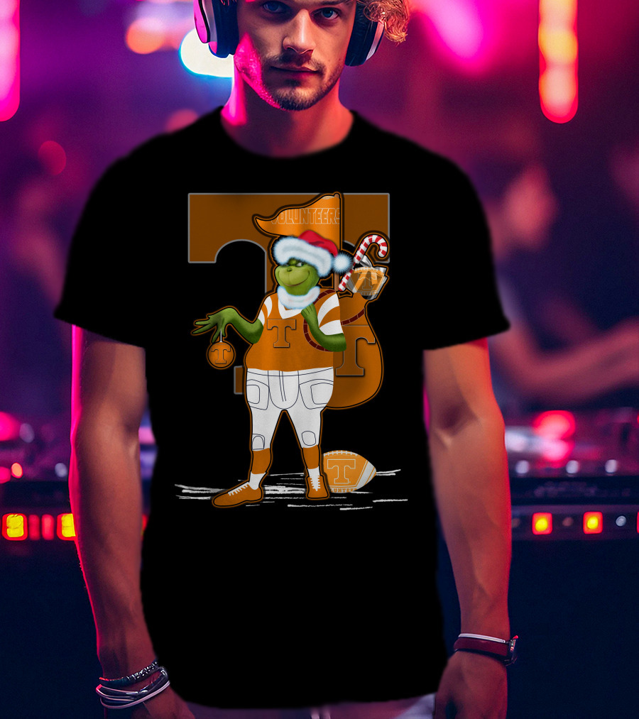 Grinchxmas Tennessee Volunteers Holiday Football Spirit T-Shirt