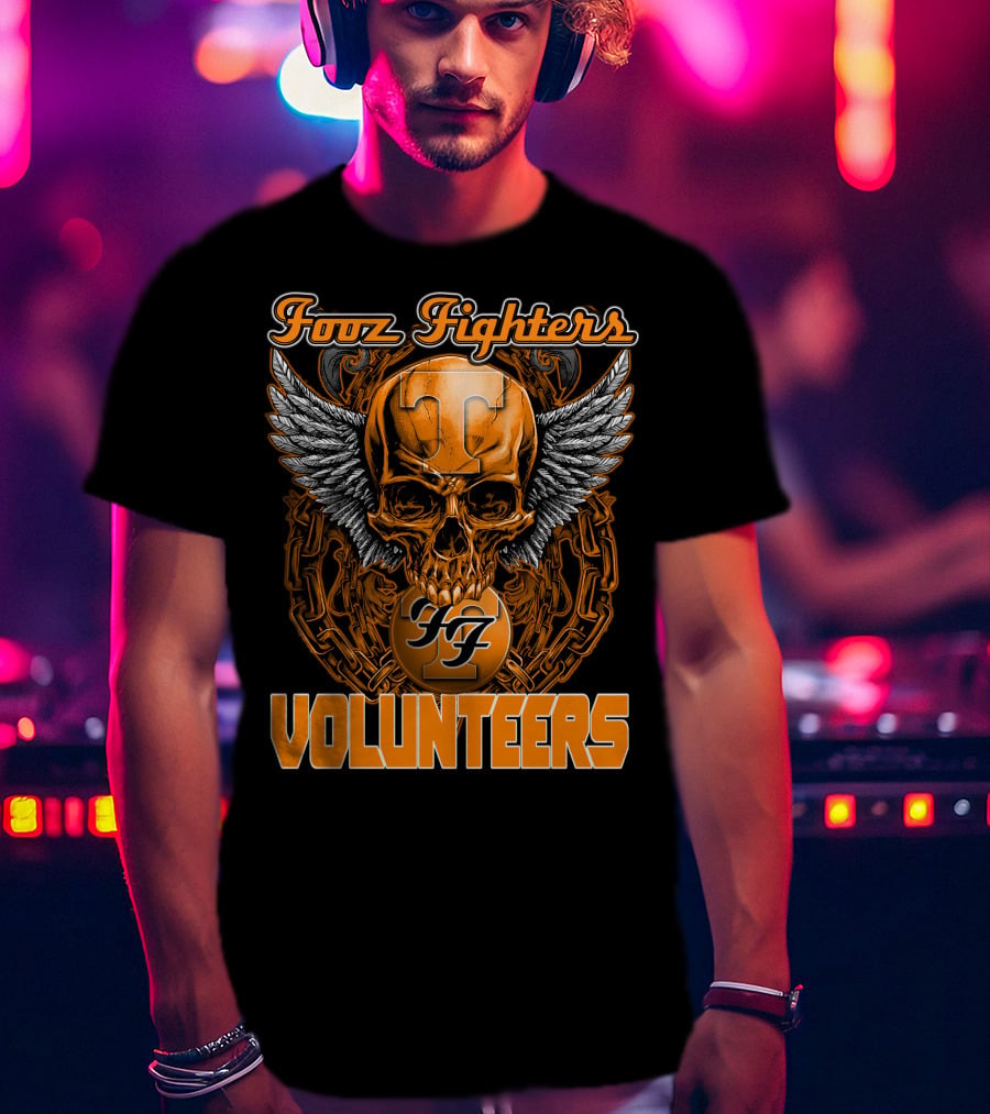 Fooz Fighters Volunteers Tennessee Skull Wings T-Shirt