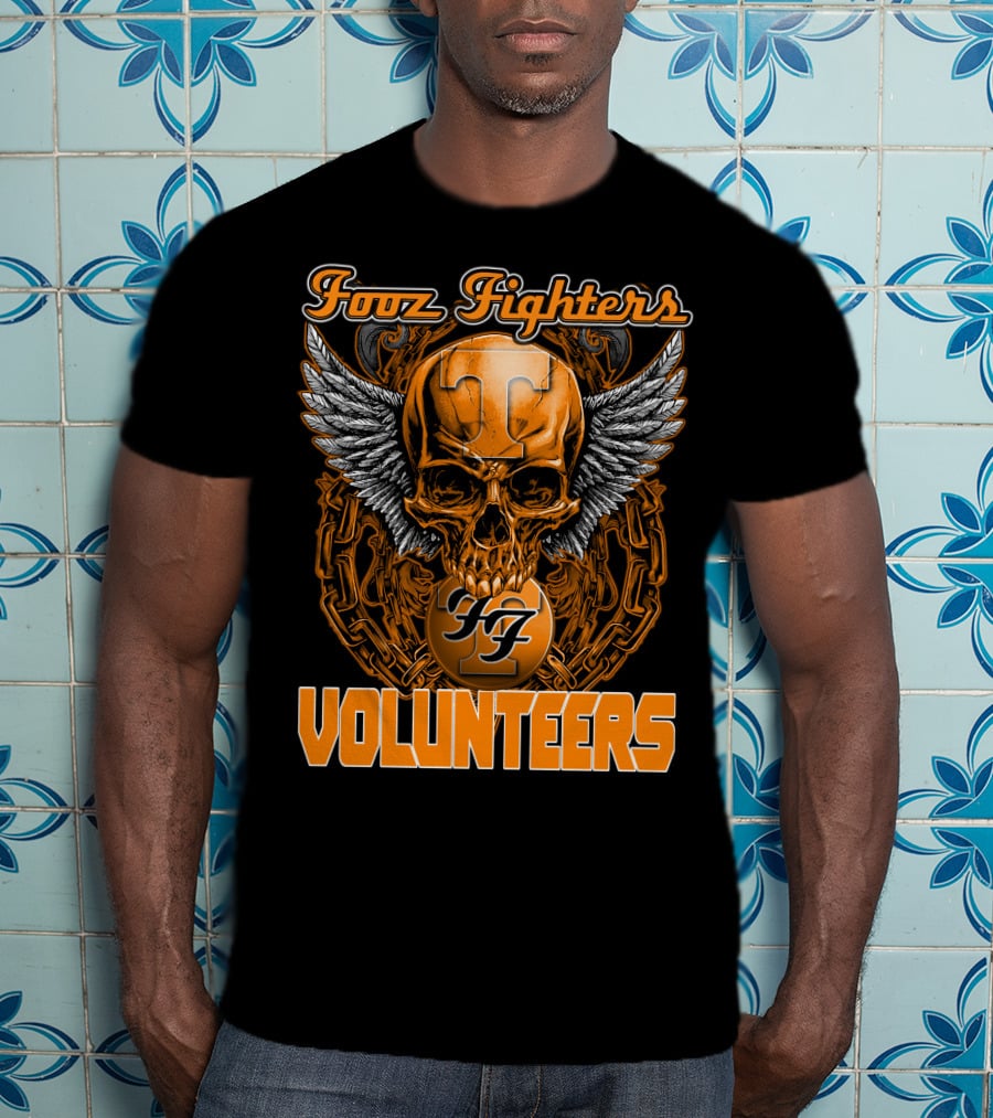 Fooz Fighters Volunteers Tennessee Skull Wings T-Shirt