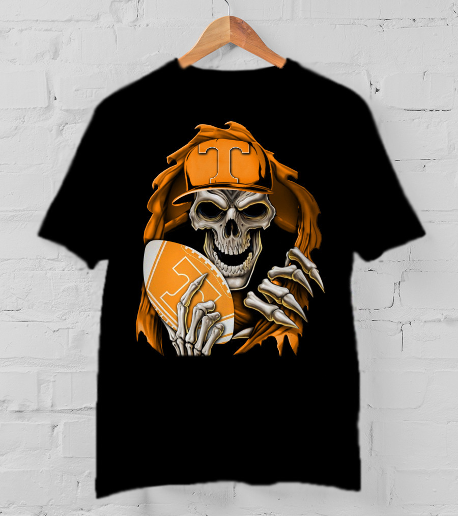 Skullbong Tennessee Volunteers Skeleton Football Orange Hat T-Shirt