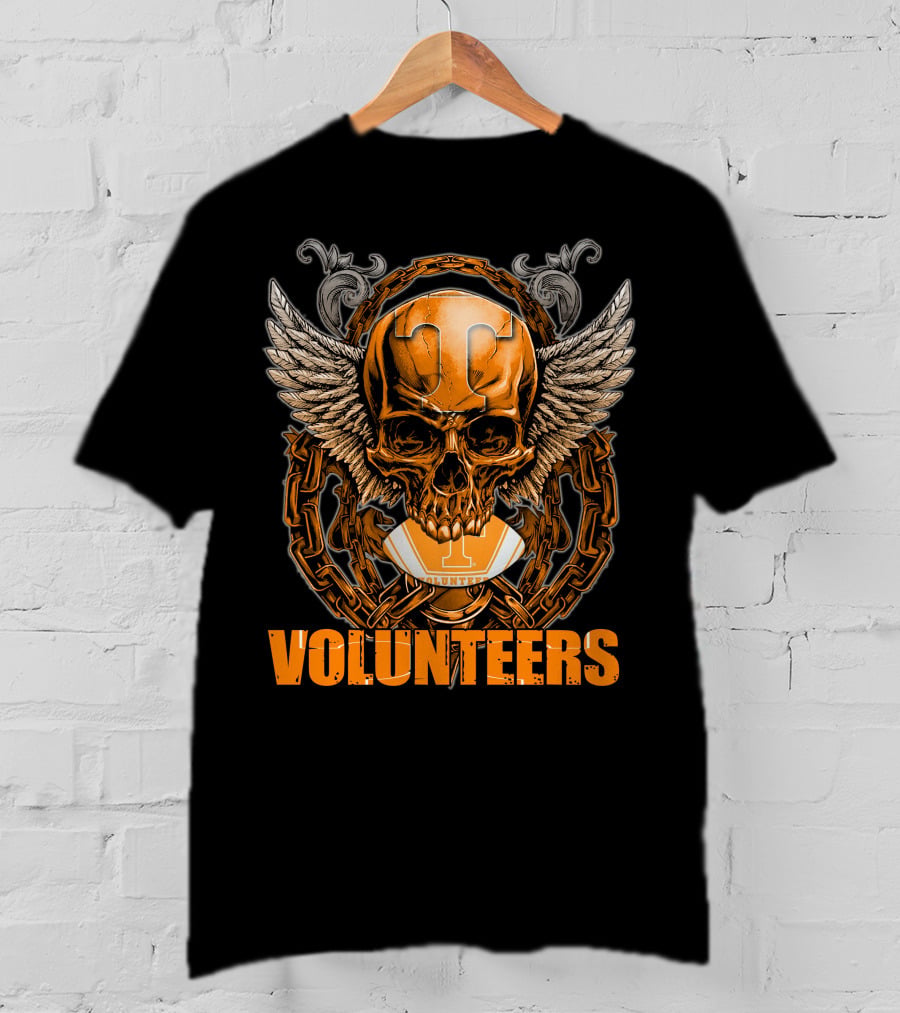 Winged Skull Tennessee Volunteers Football Orange Chains T-Shirt