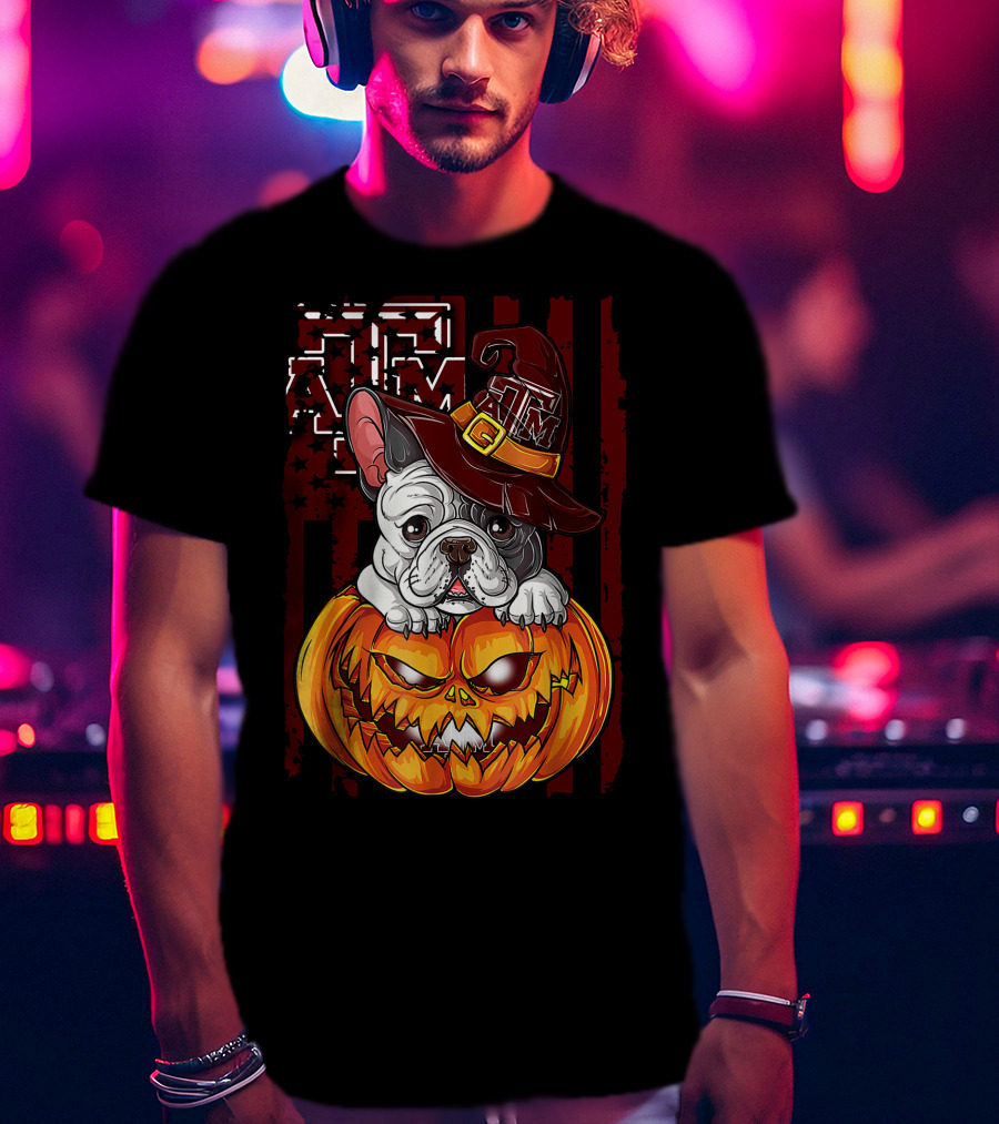 Hlw Bulldog Texas A&M Aggies Halloween Pumpkin Hat T-Shirt
