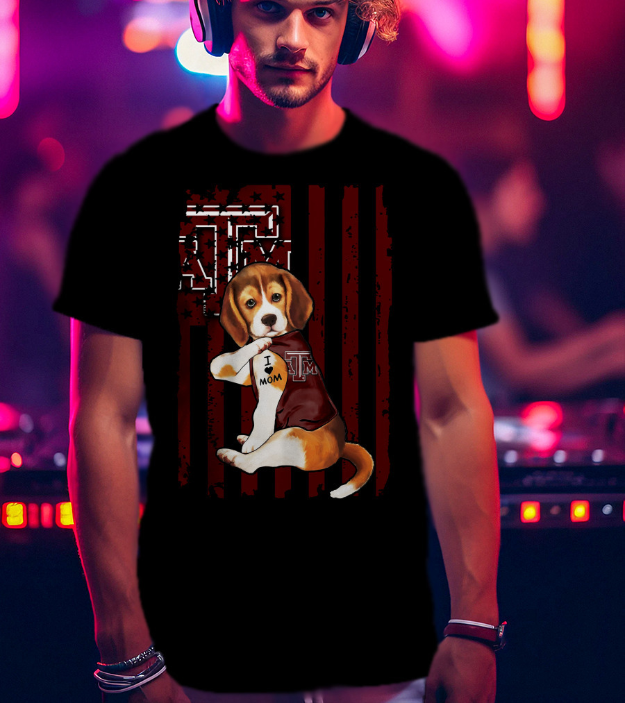 Texas A&M Aggies Beagle I Love Mom T-Shirt