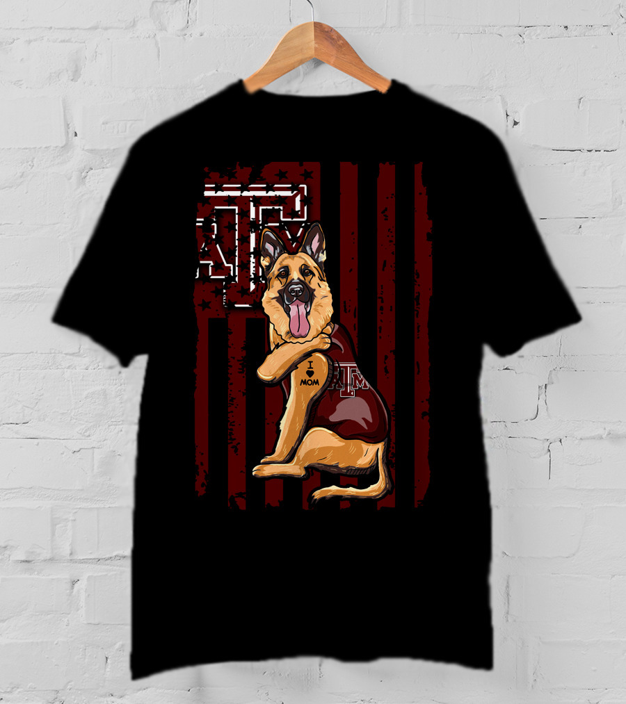 German Shepherd Texas A&M Aggies I Love Mom T-Shirt