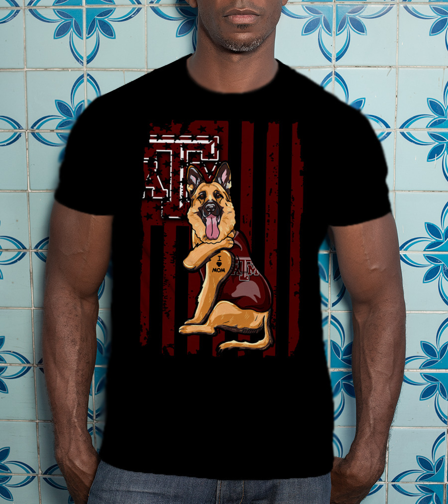 German Shepherd Texas A&M Aggies I Love Mom T-Shirt
