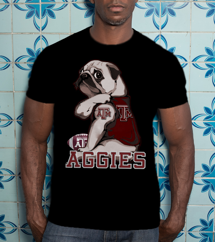 Pug Texas A&M Aggies Football Team Mascot T-Shirt
