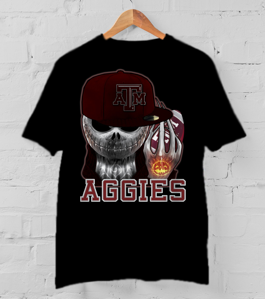 Jackskull Texas A&M Aggies Halloween Football T-Shirt