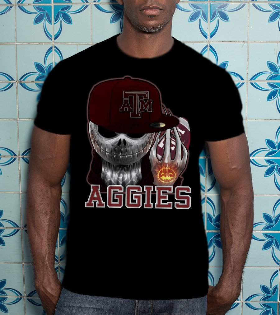 Jackskull Texas A&M Aggies Halloween Football T-Shirt
