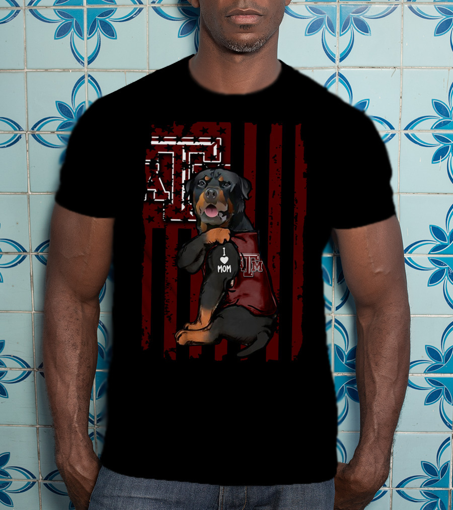 Rottweiler Texas A&M Aggies I Love Mom T-Shirt
