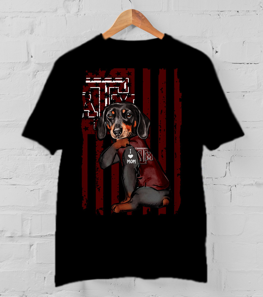 Texas A&M Aggies Dachshund I Love Mom T-Shirt
