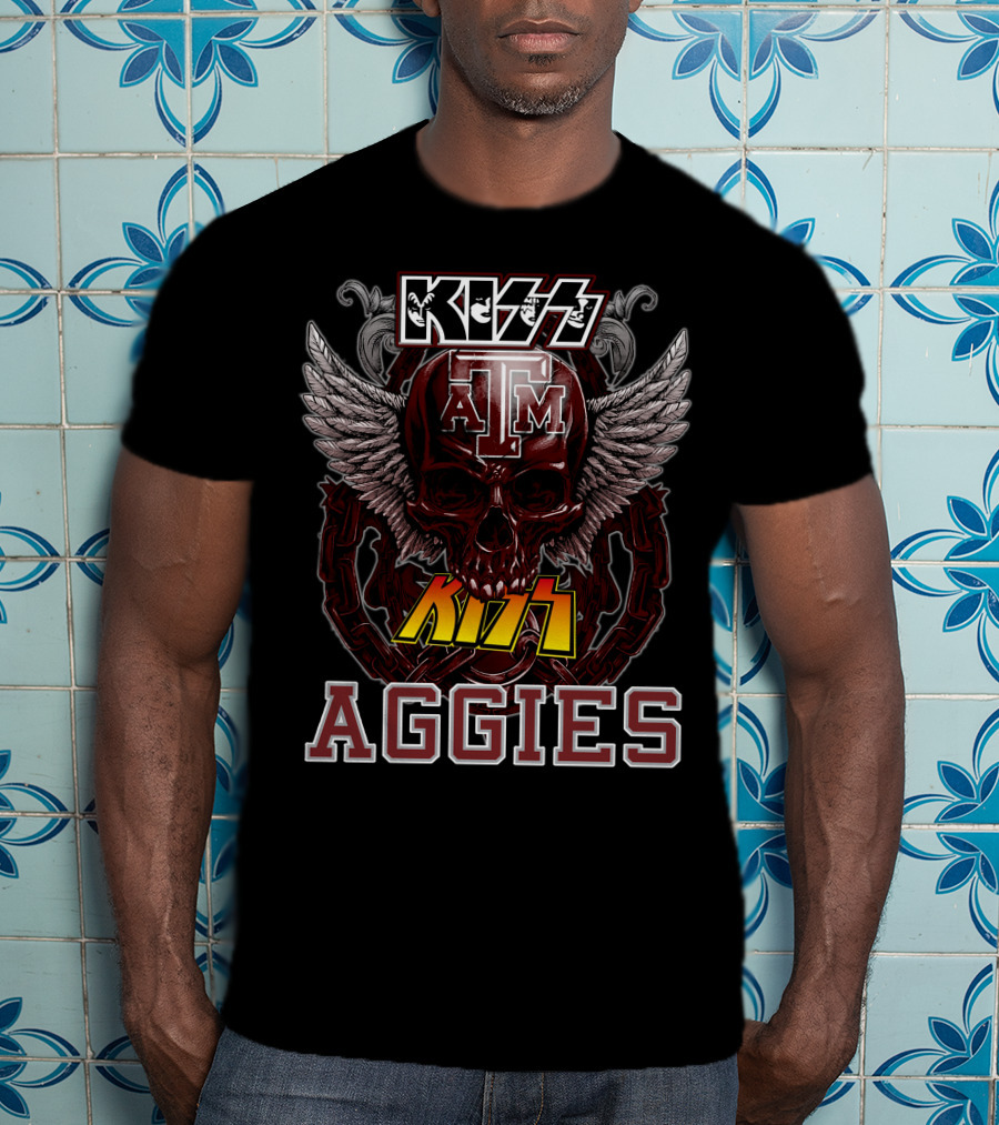 Kiss Texas A&M Aggies Skull Logo Wings T-Shirt
