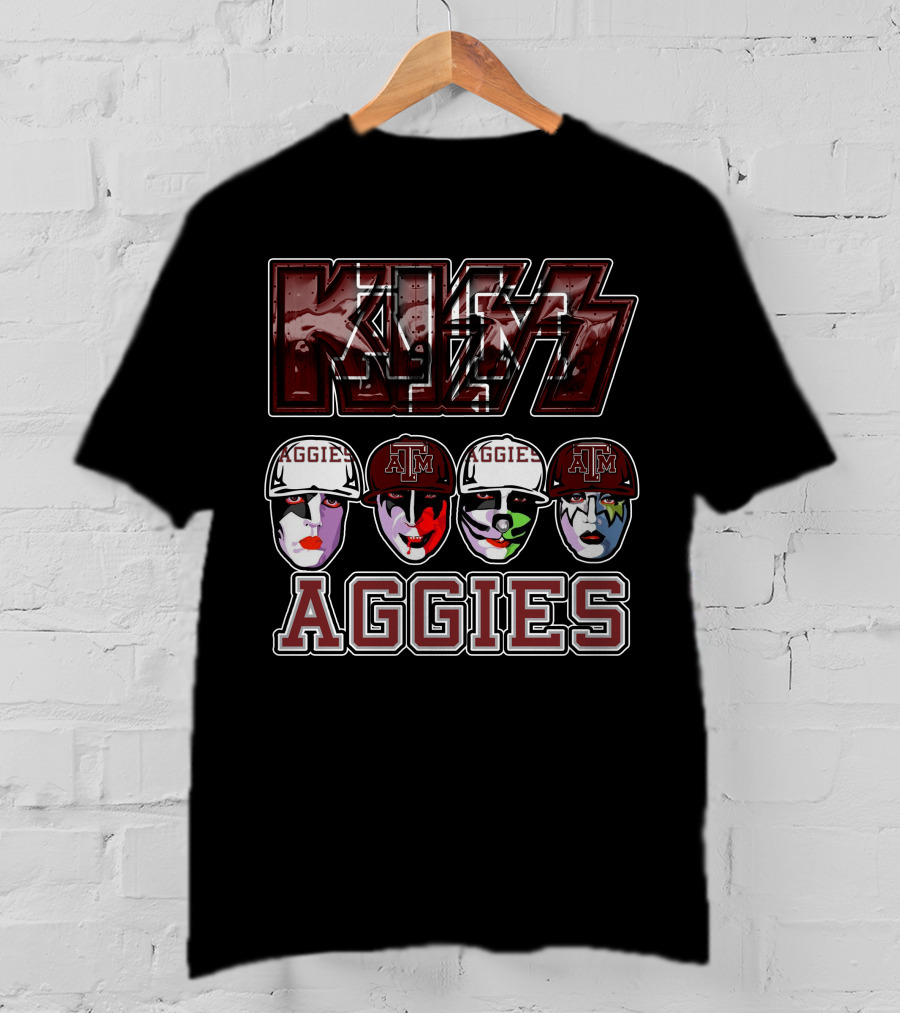Kiss Texas A&M Aggies Face Paint And Caps T-Shirt