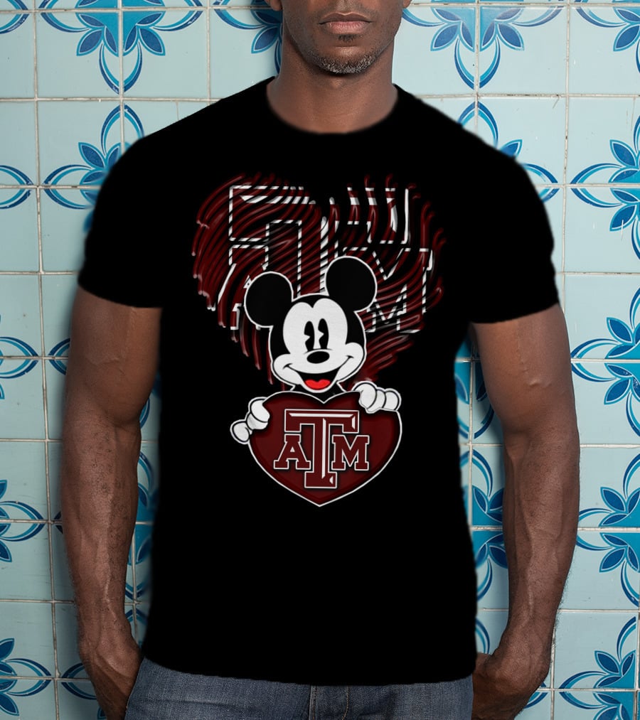 Mickey Texas A&M Aggies Heart Logo Fan T-Shirt