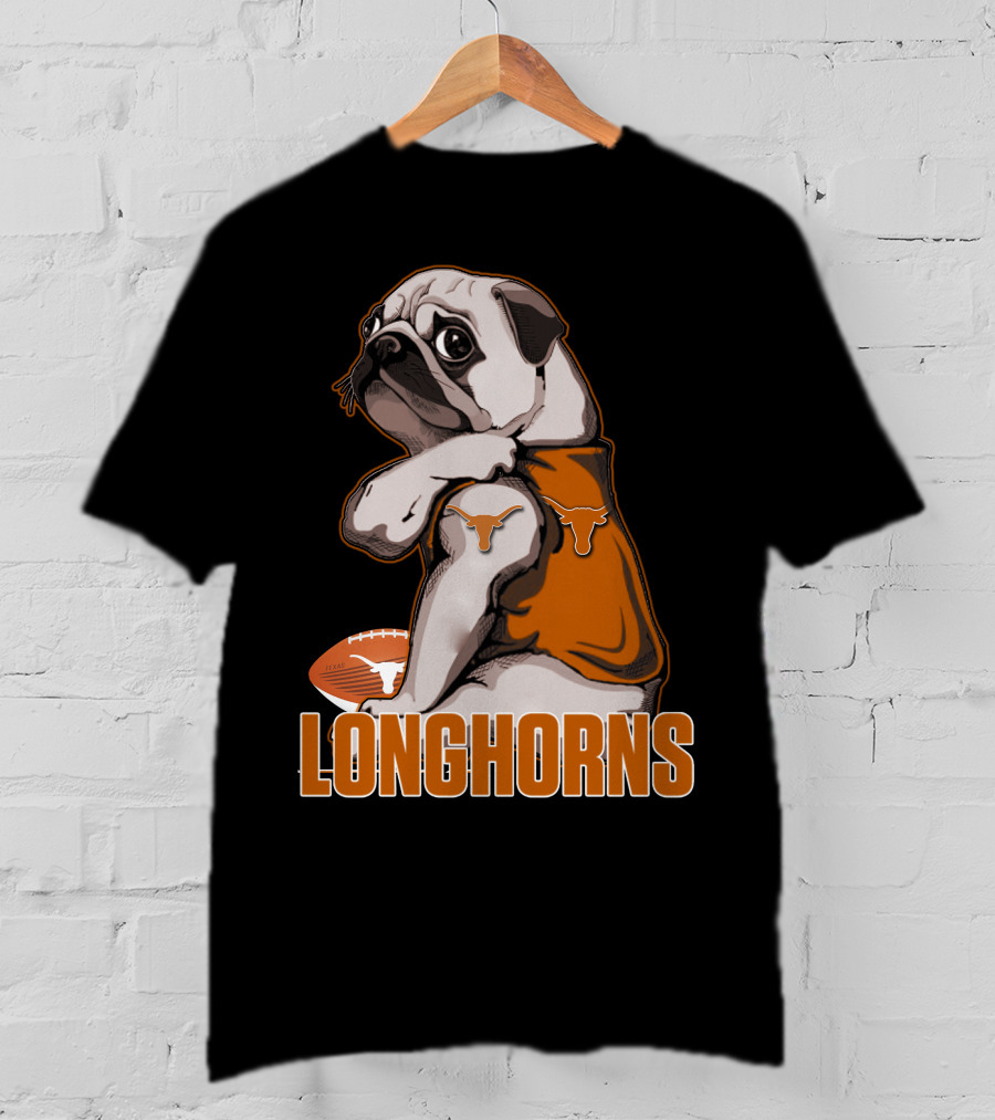 Pug Longhorns Football T-Shirt