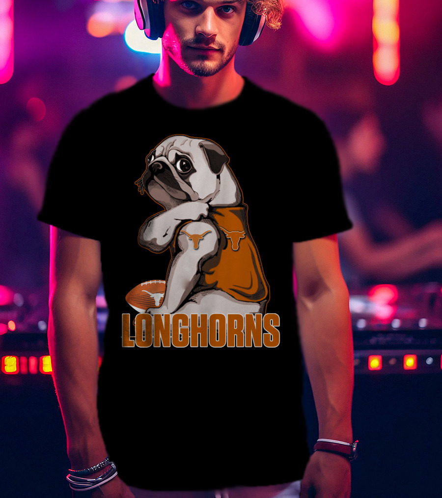 Pug Longhorns Football T-Shirt