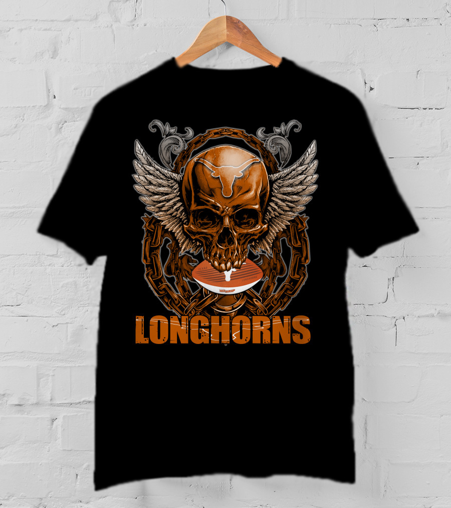 Longhorns Skull Football Wings Texas Longhorns T-Shirt