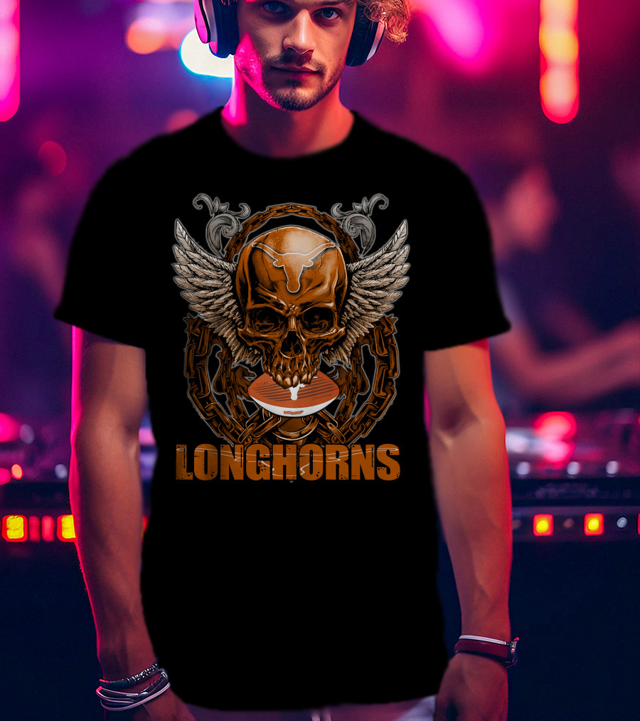 Longhorns Skull Football Wings Texas Longhorns T-Shirt