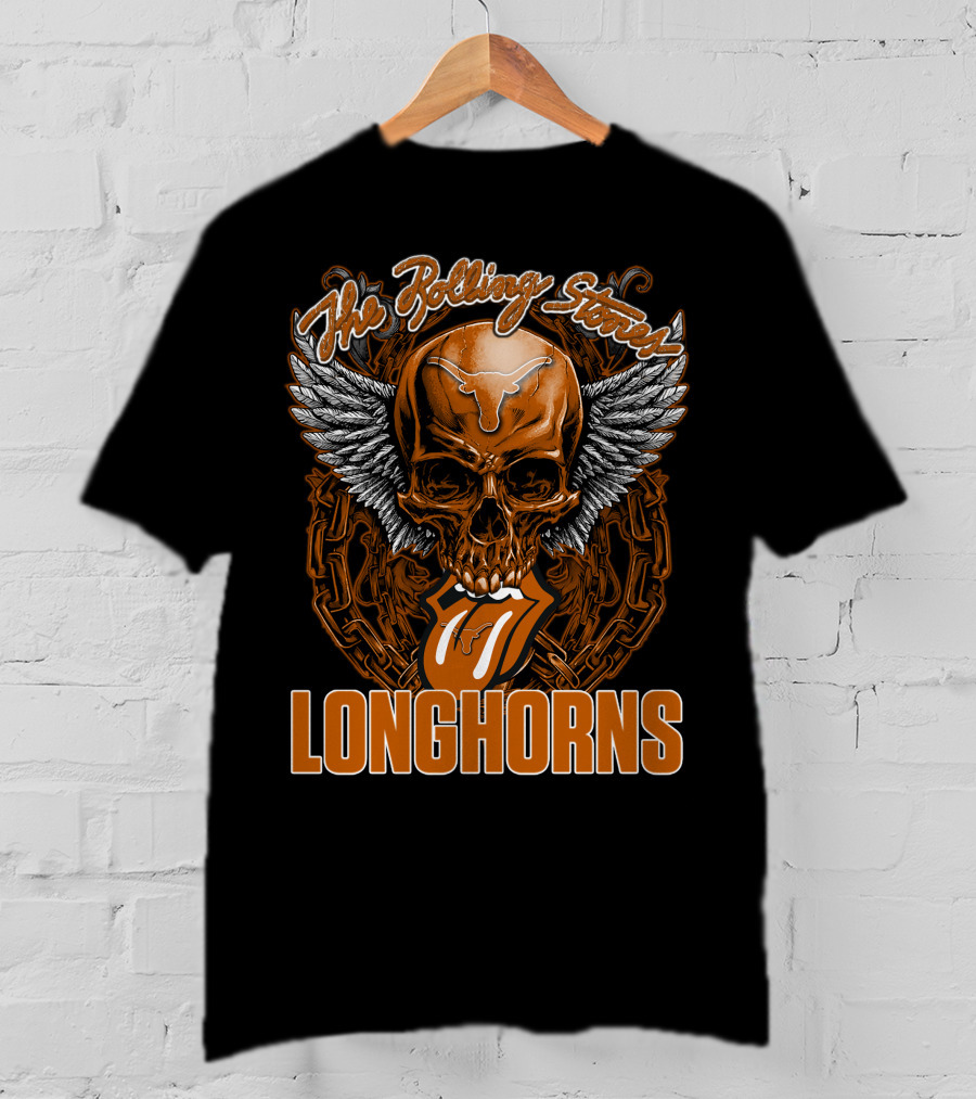 The Rolling Stones Texas Longhorns Skull Winged Tongue T-Shirt