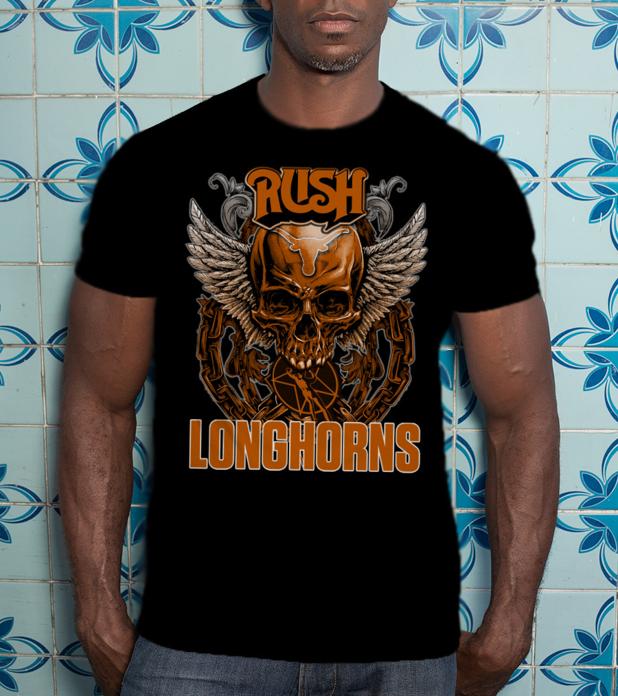 Rush Texas Longhorns Skull Wings Chains T-Shirt