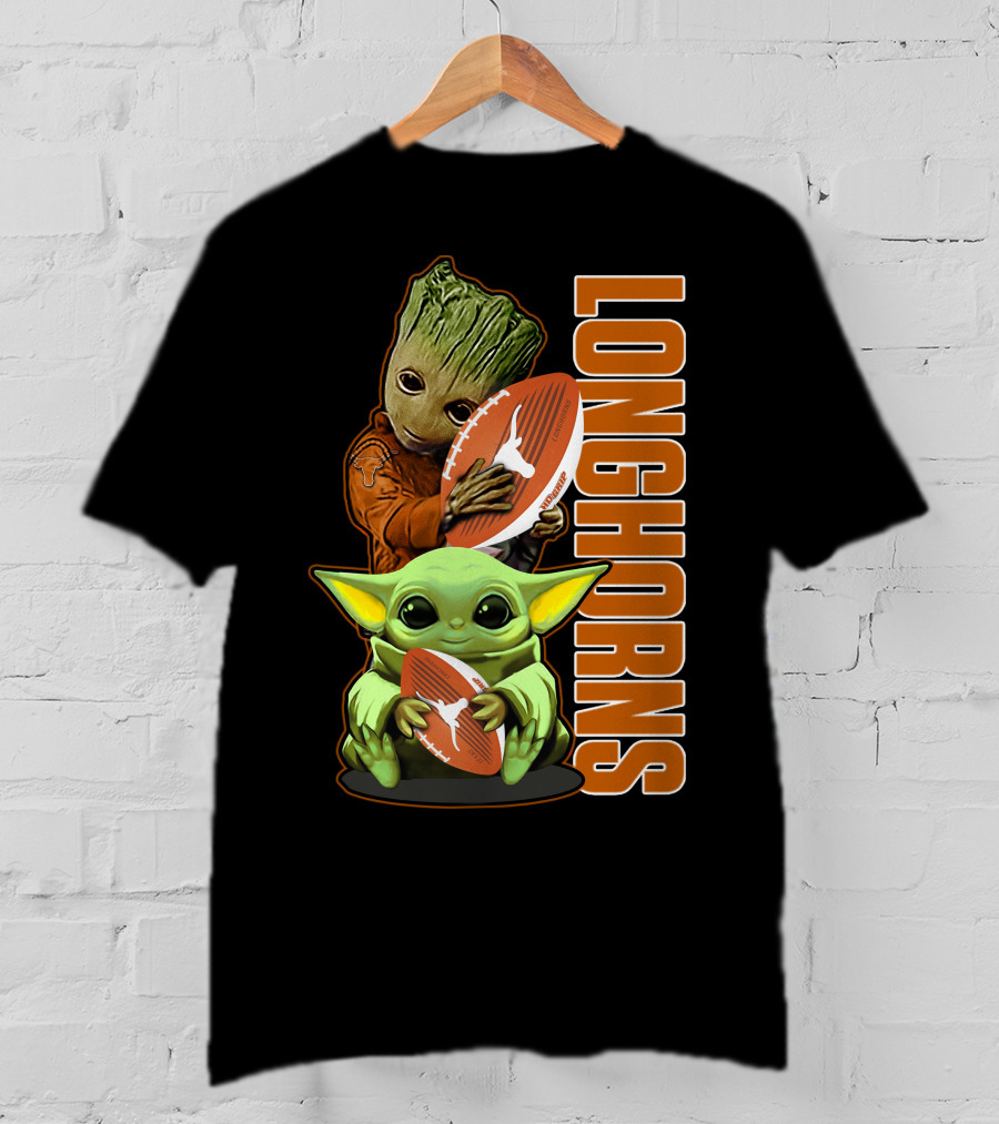 Grzd Texas Longhorns Football Grogu Groot T-Shirt