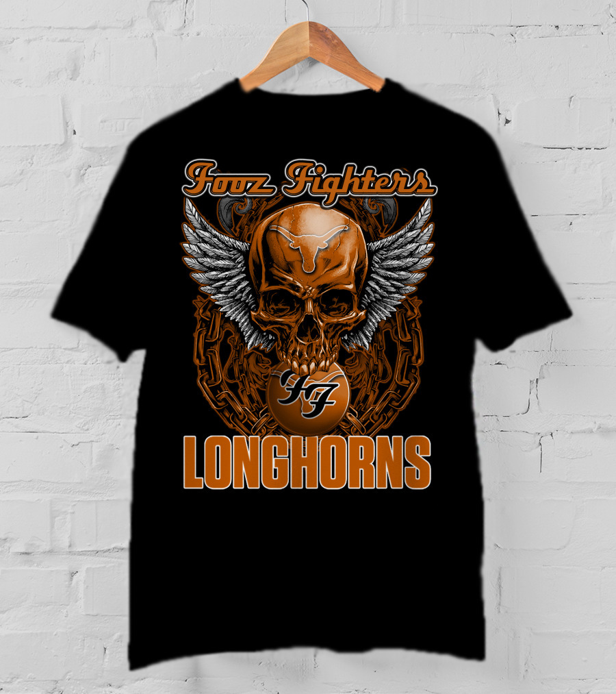 Foo Fighters Longhorns Texas Skull Wings T-Shirt