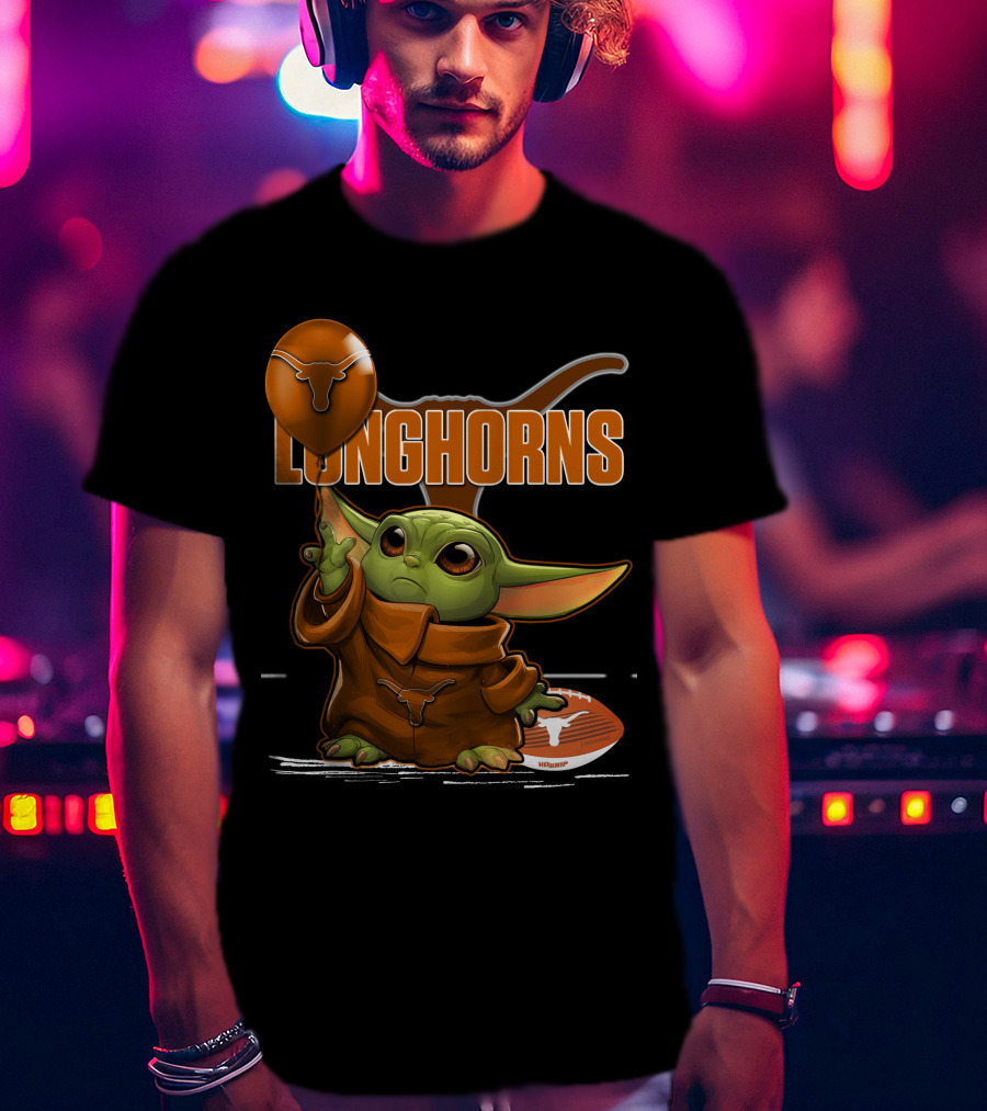 Yoda Longhorns Football Ball Texas T-Shirt