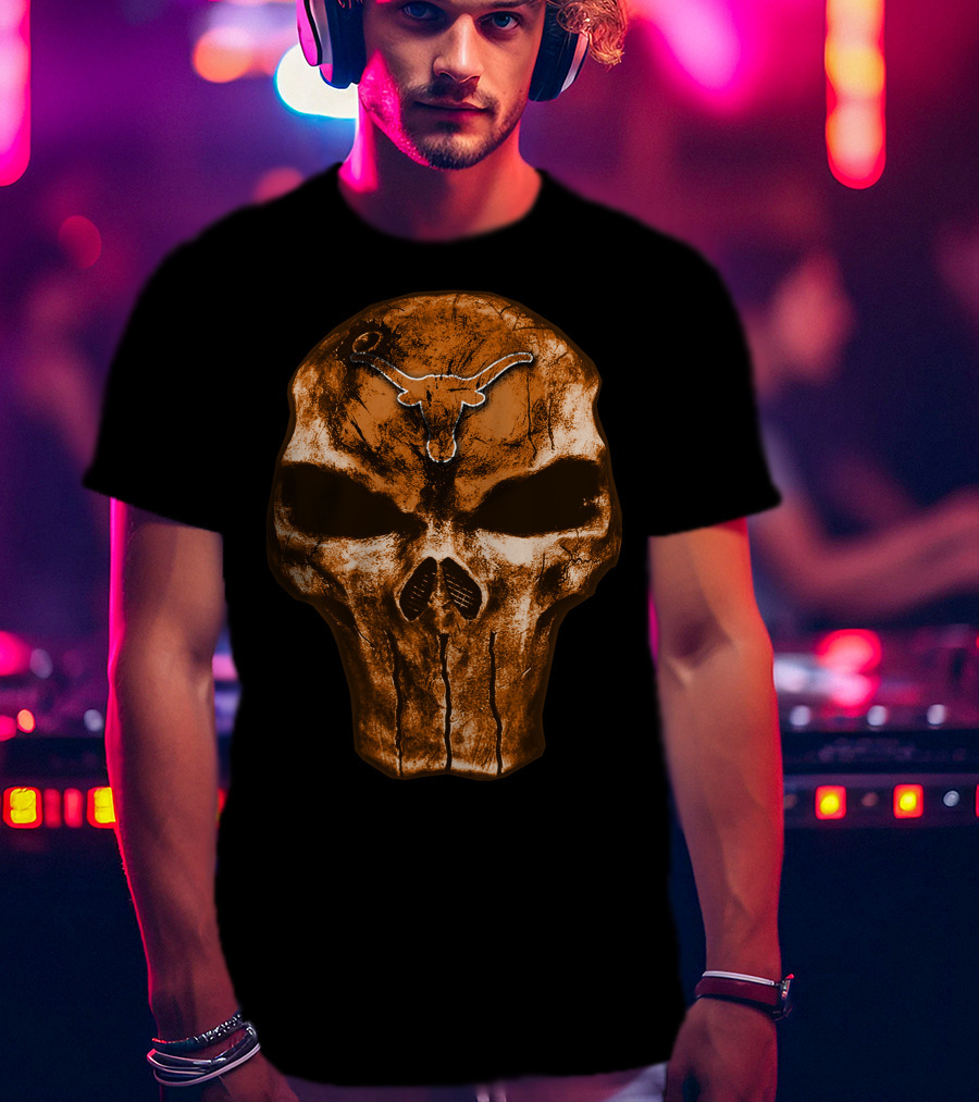 Texas Longhorns Skull Punisher T-Shirt