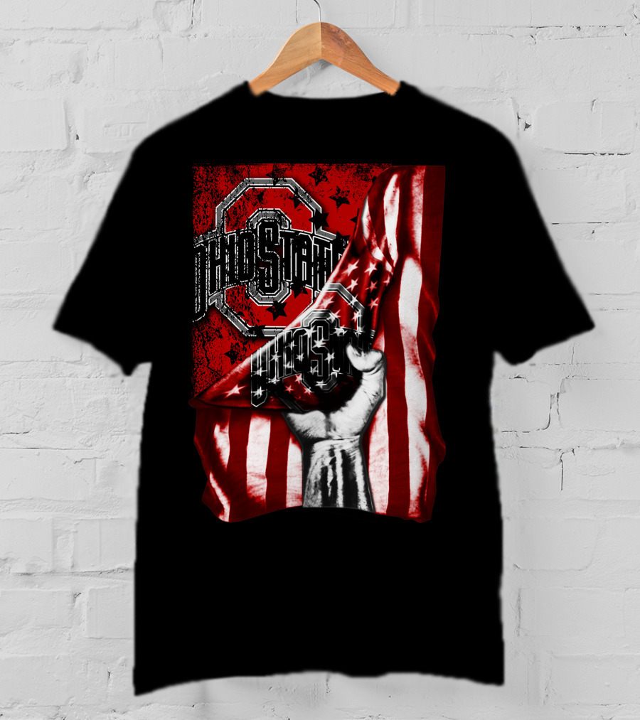 Ohio State Buckeyes American Flag Fist T-Shirt