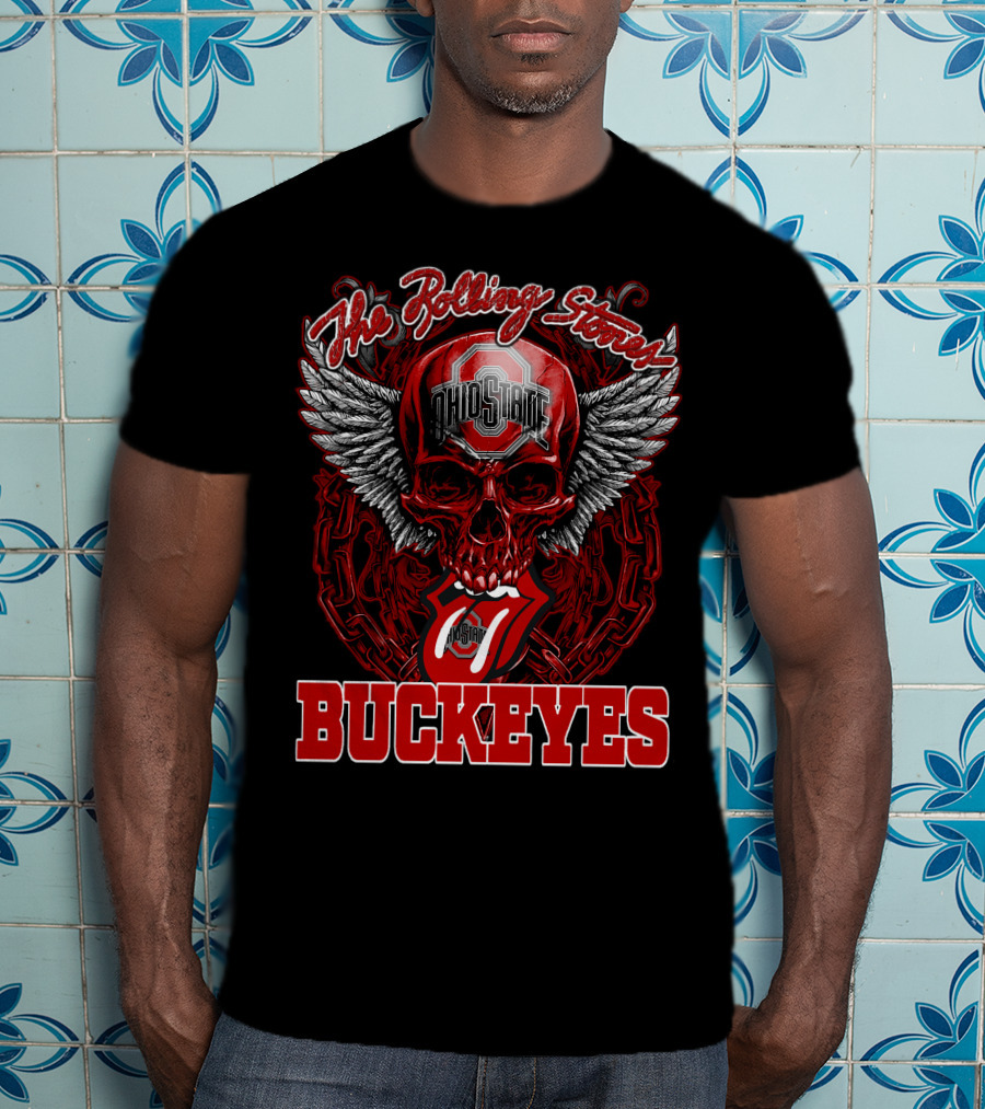 The Rolling Stones Ohio State Buckeyes Skull With Wings And Tongue T-Shirt
