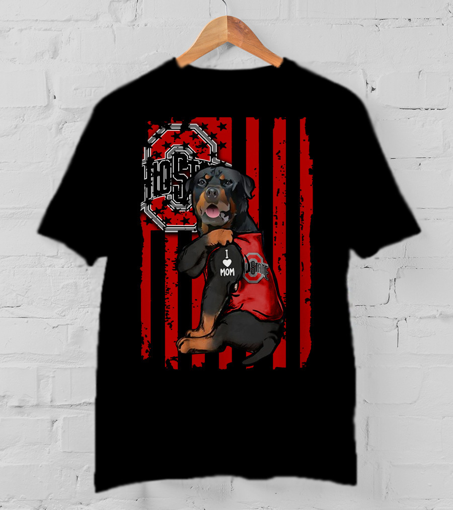 Rottweiler Ohio State Buckeyes I Love Mom T-Shirt