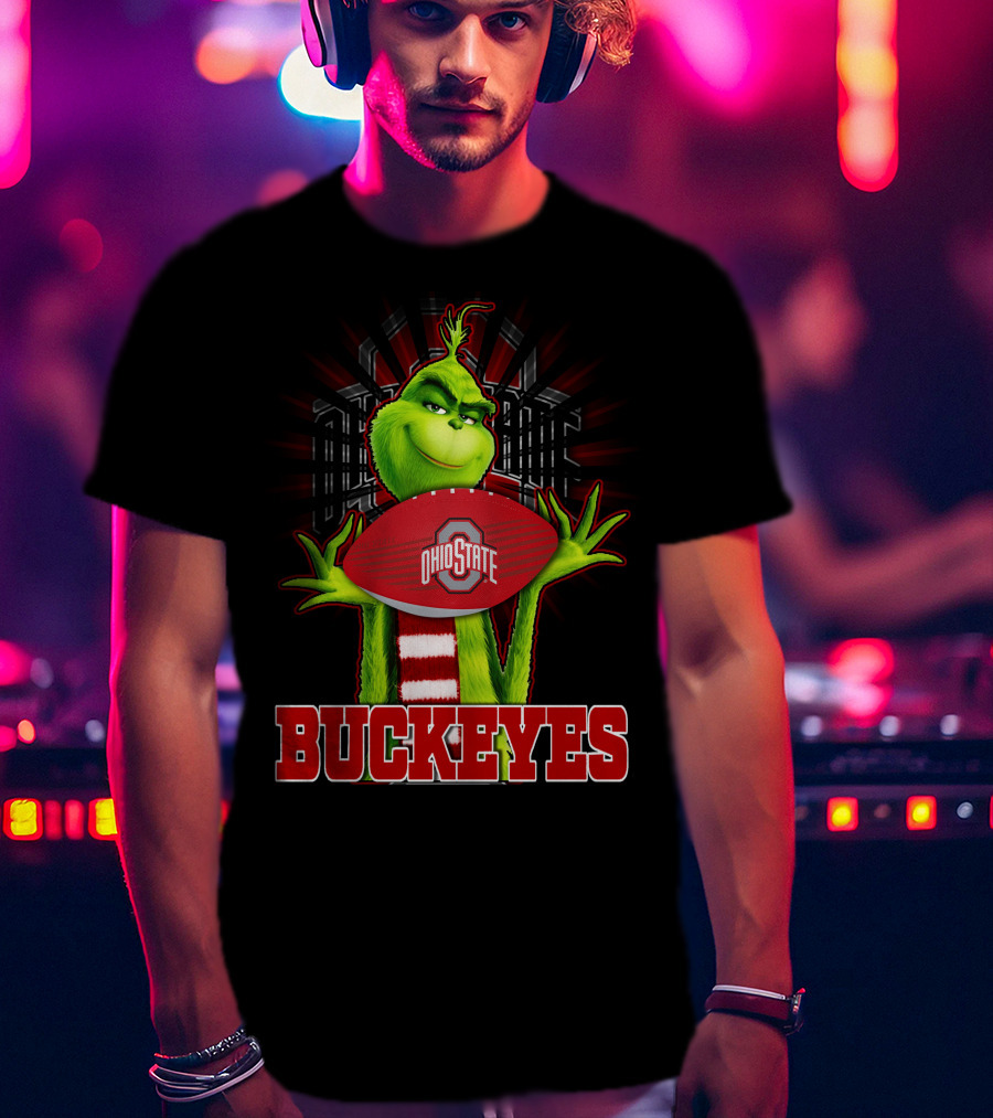 Grinch Holding Ohio State Buckeyes Football T-Shirt