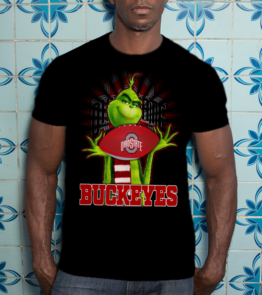 Grinch Holding Ohio State Buckeyes Football T-Shirt