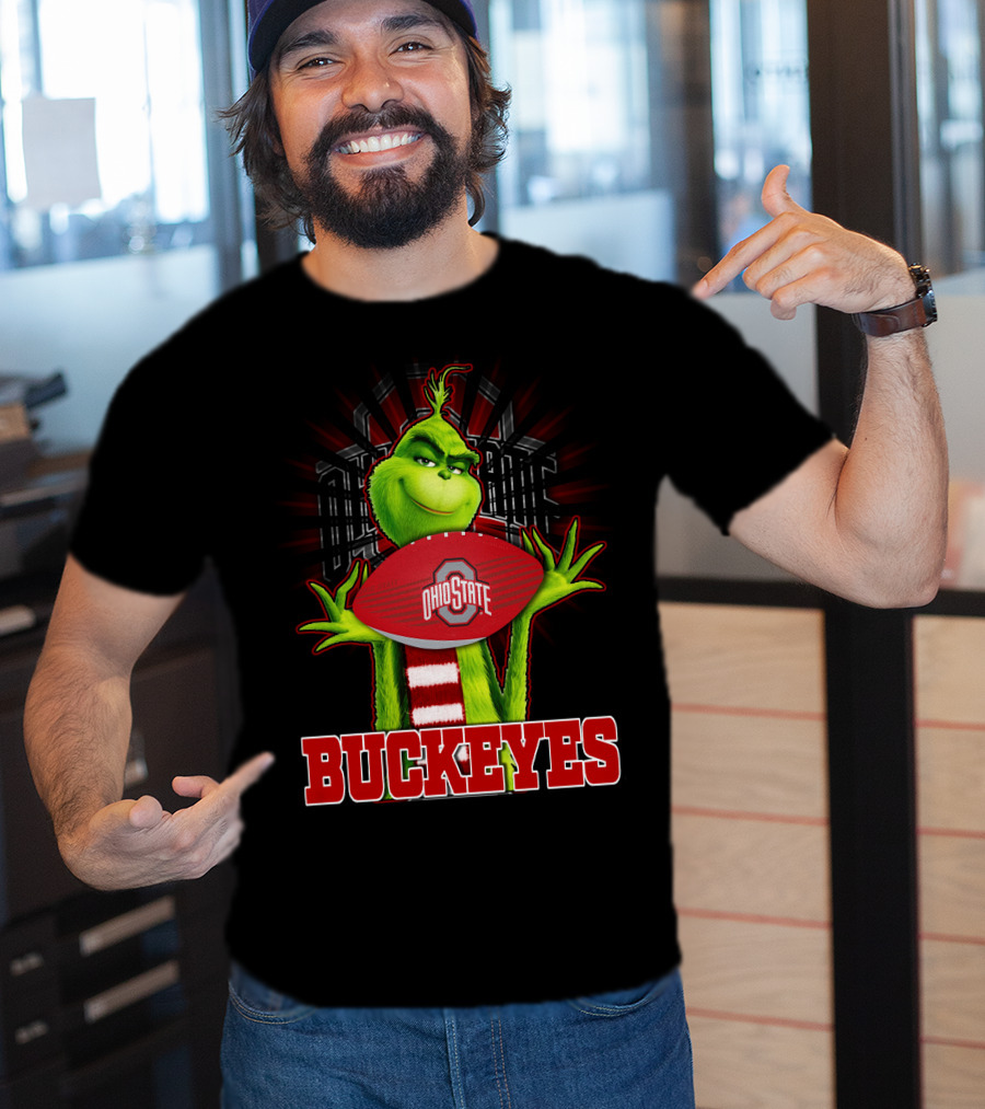 Grinch Holding Ohio State Buckeyes Football T-Shirt