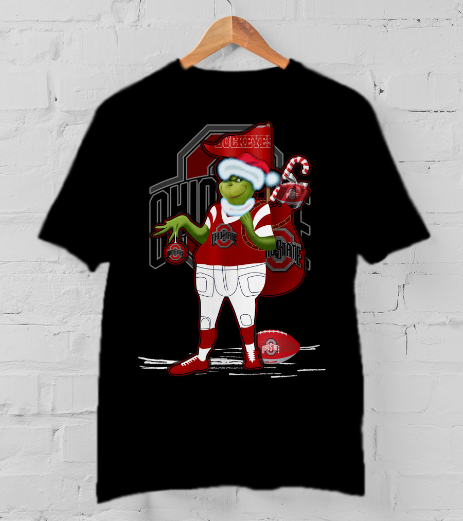Grinch Christmas Ohio State Buckeyes Holiday Football Fan Gear T-Shirt