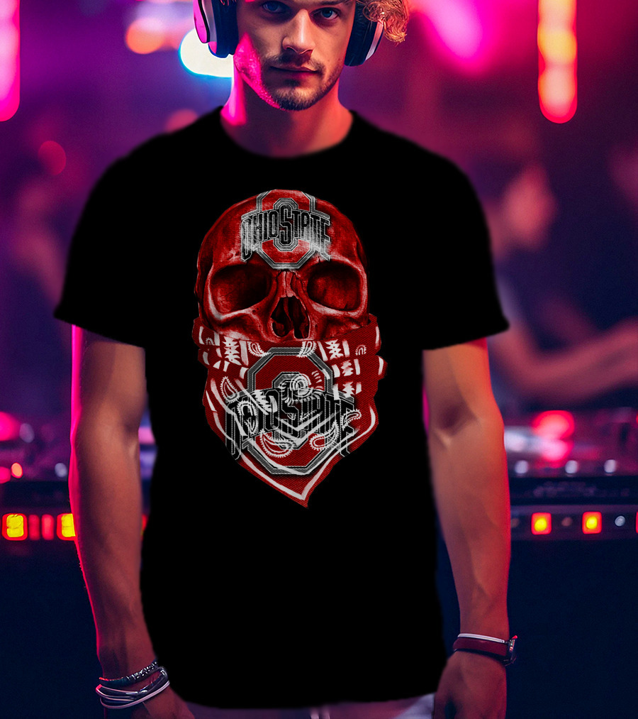 Ohio State Buckeyes Skull With Bandana T-Shirt