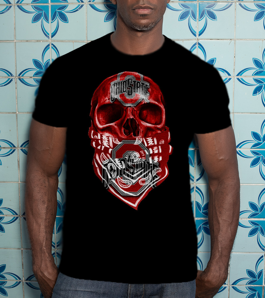 Ohio State Buckeyes Skull With Bandana T-Shirt