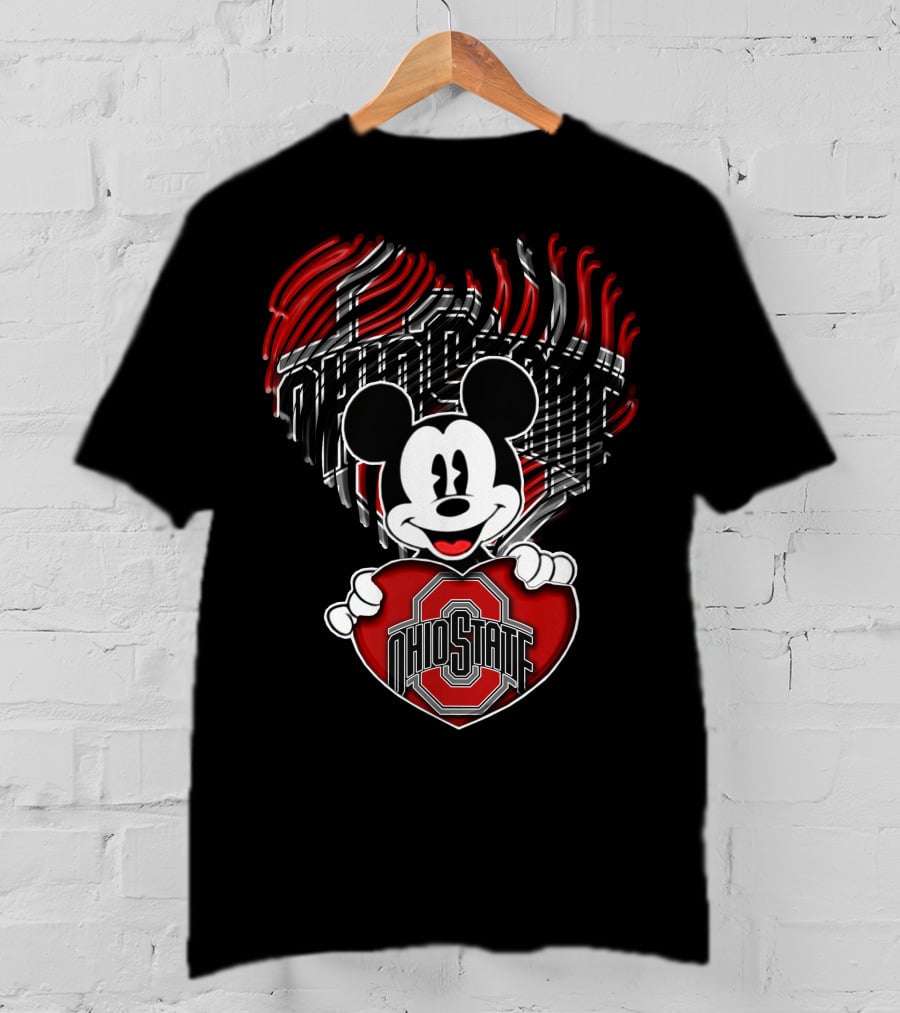 Mick Ohio State Buckeyes Heart Logo Mickey T-Shirt