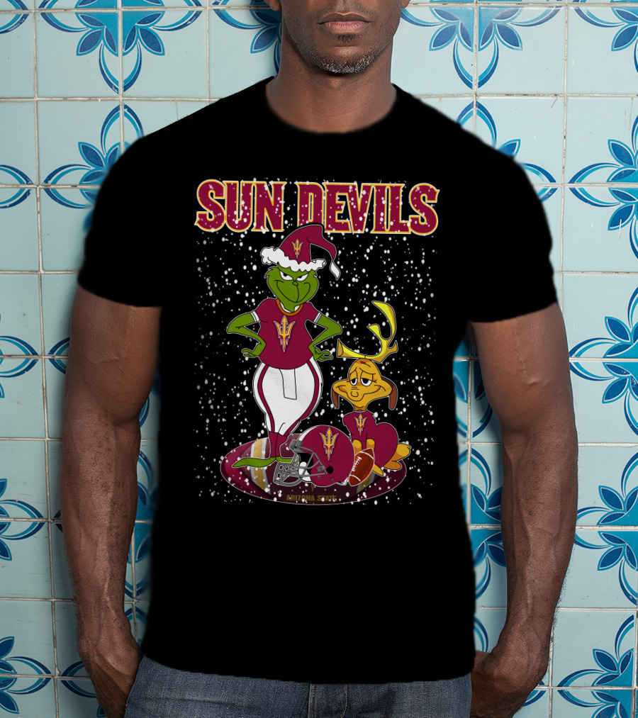 Grinch Sun Devils Holiday Football Arizona State University T-Shirt