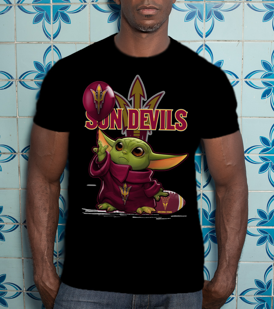Yoda Arizona State Sun Devils Balloon And Football T-Shirt