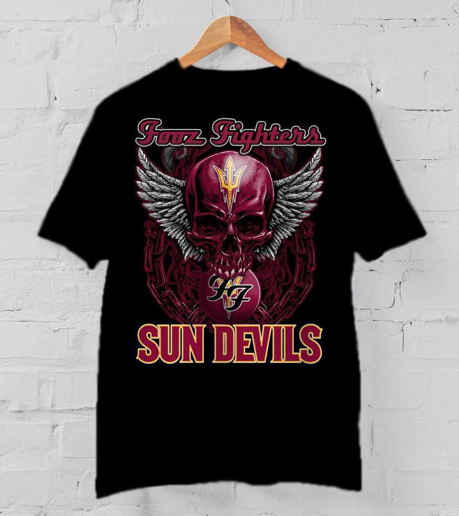 Fooz Fighters Sun Devils Skull Wings Chains T-Shirt