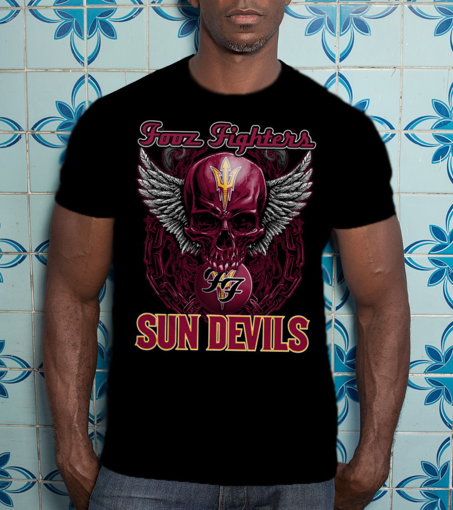 Fooz Fighters Sun Devils Skull Wings Chains T-Shirt