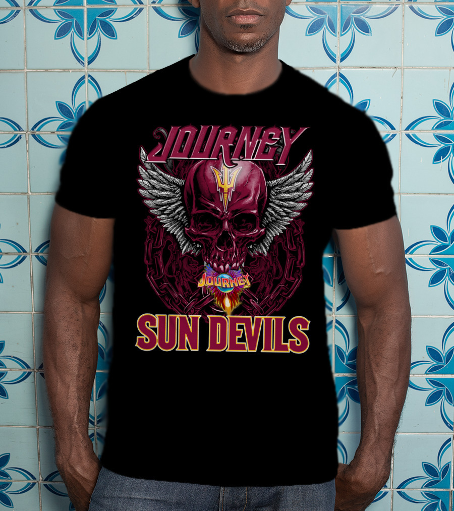 Journey Sun Devils Skull With Wings And Chains T-Shirt