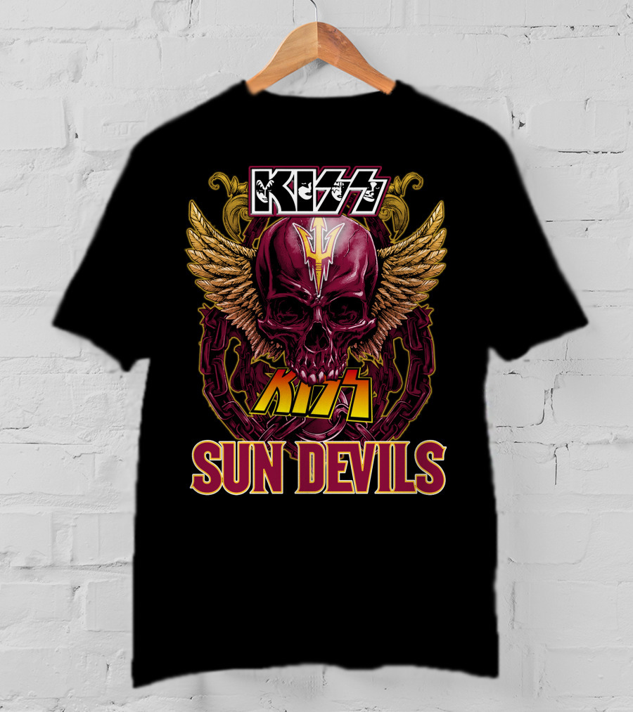 KISS Sun Devils Skull With Wings And Chain T-Shirt